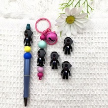 跨境热销新品 3D立体监控人硅胶珠子可爱卡通 DYI串珠 工厂批发现