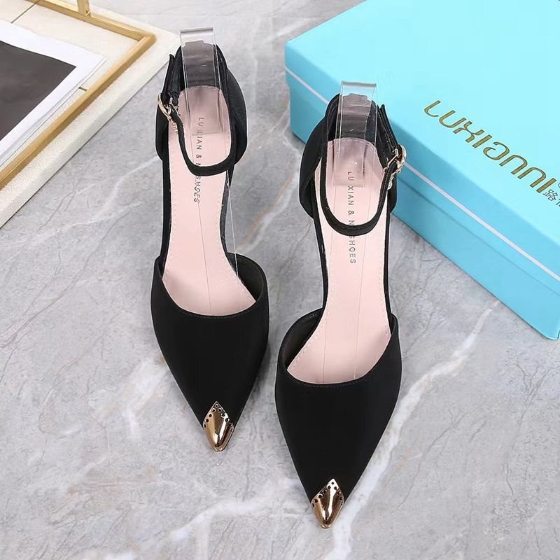 Metallic High-Heeled Women's Sandals, Stylish 2024 New Model, Hollow Pointed Toe Single Shoes, Single-Strap Split-Toe Leather Shoes Metallic High-Heeled Women's Sandals, Stylish 2024 New Model, Hollow Pointed Toe Single Shoes, Single-Strap Split-Toe Leather Shoes