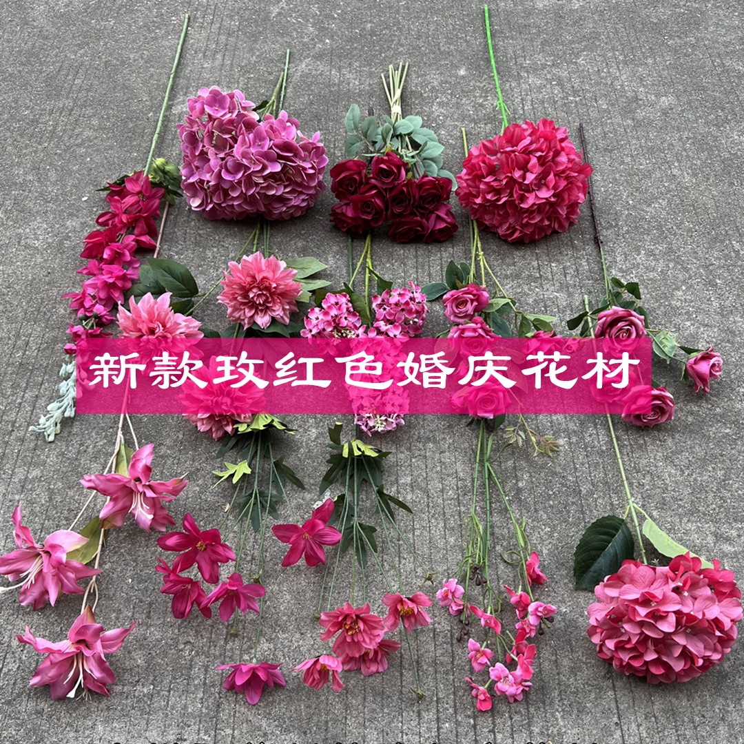 Nueva Rosa Roja Flor de La Boda al por mayor Kenia rosa roja Rosa Salón de Boda Hotel carretera plomo tiro flor falsa