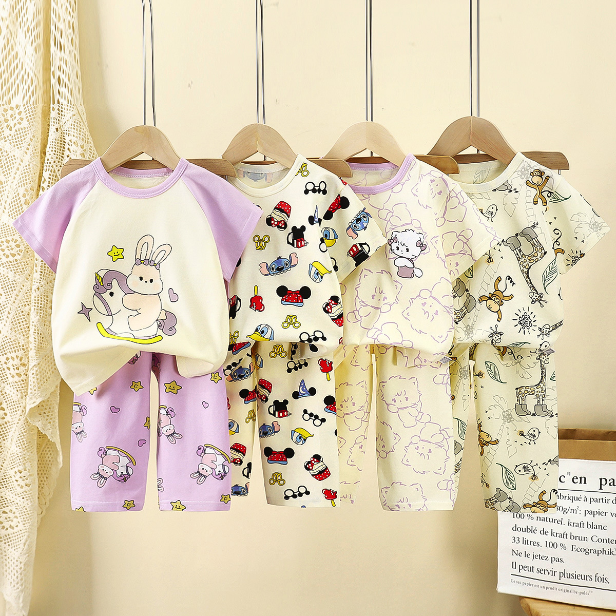 儿童短袖套装纯棉夏季宝宝t恤男童家居服衣服女童睡衣夏装童装