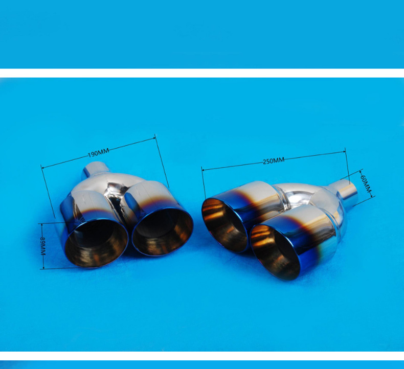 Manufacturer's In-Stock Dual Y-Type U-Type Stainless Steel Blue-Plated Modified Car Tailpipe Exhaust Muffler