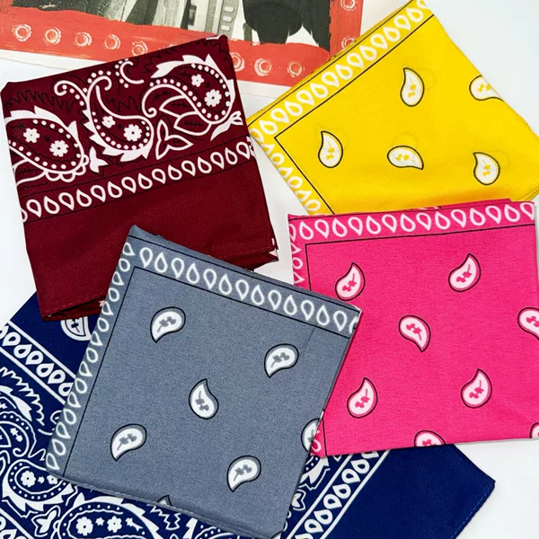 Cross-Border Polyester 55cm Cashew Flower Square Scarf Turban Outdoor Sports European and American Triangle Scarf Hip-Hop Fashion Cycling Hat Scarf