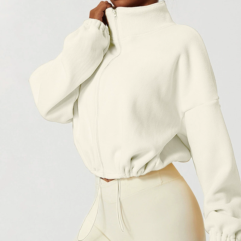 Плюшевая Йога Спортивная куртка Женская двухсторонняя австрикая пуховая куртка с стоячим воротником свободная теплая куртка для отдыха на открытом воздухе