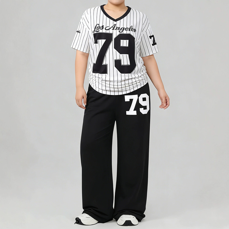 Fashion Casual Suit for Women 2026 Spring New Style 79 Number Print Short-Sleeve Long Pants Loose Slimming Two-Piece Set Fashion Casual Suit for Women 2026 Spring New Style 79 Number Print Short-Sleeve Long Pants Loose Slimming Two-Piece Set