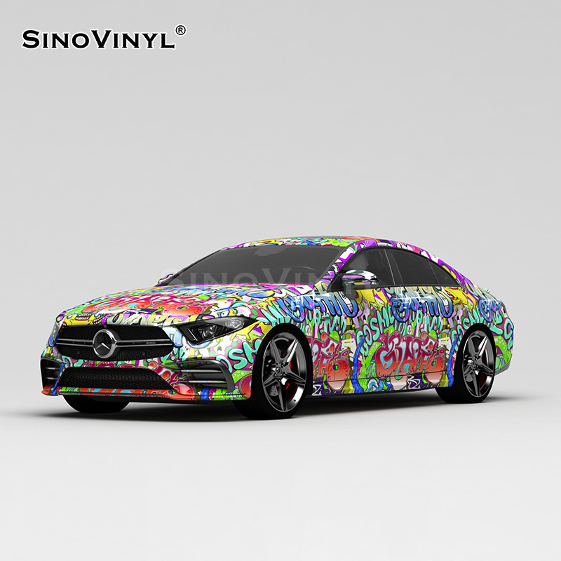 Carlake dibujos animados de graffiti serie coche que cambia de color película Inglés personalizado pintado coche cuerpo pegatinas gato de dibujos animados coche que cambia de color