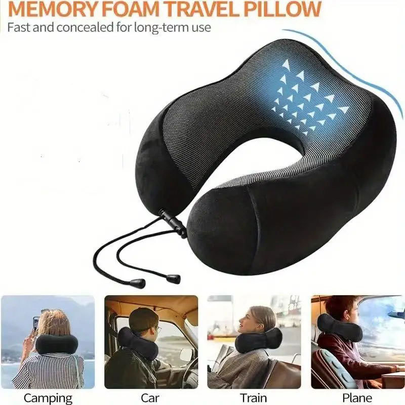 Almohada en forma de U de algodón con memoria de comercio exterior transfronterizo Almohada de viaje en automóvil Almohada para el cuello Almohada para el cuello para la siesta de la oficina del avión al por mayor
