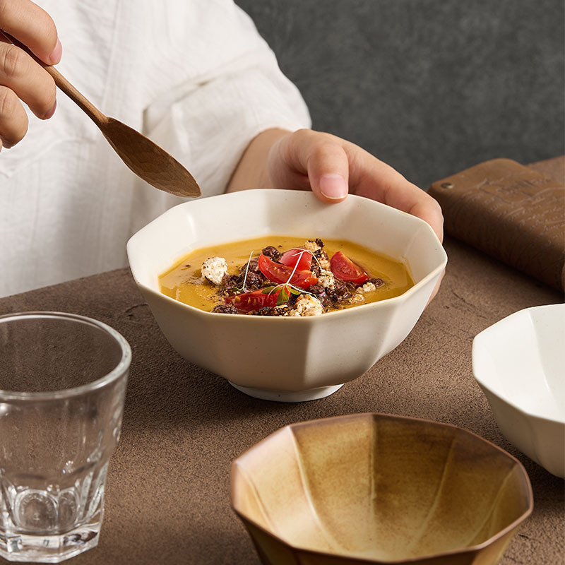 Japanese Coarse Pottery Retro Style Rice Bowl Eating Bowl High-End Tableware Home Creative Dessert Bowl Soup Bowl Restaurant Hotel