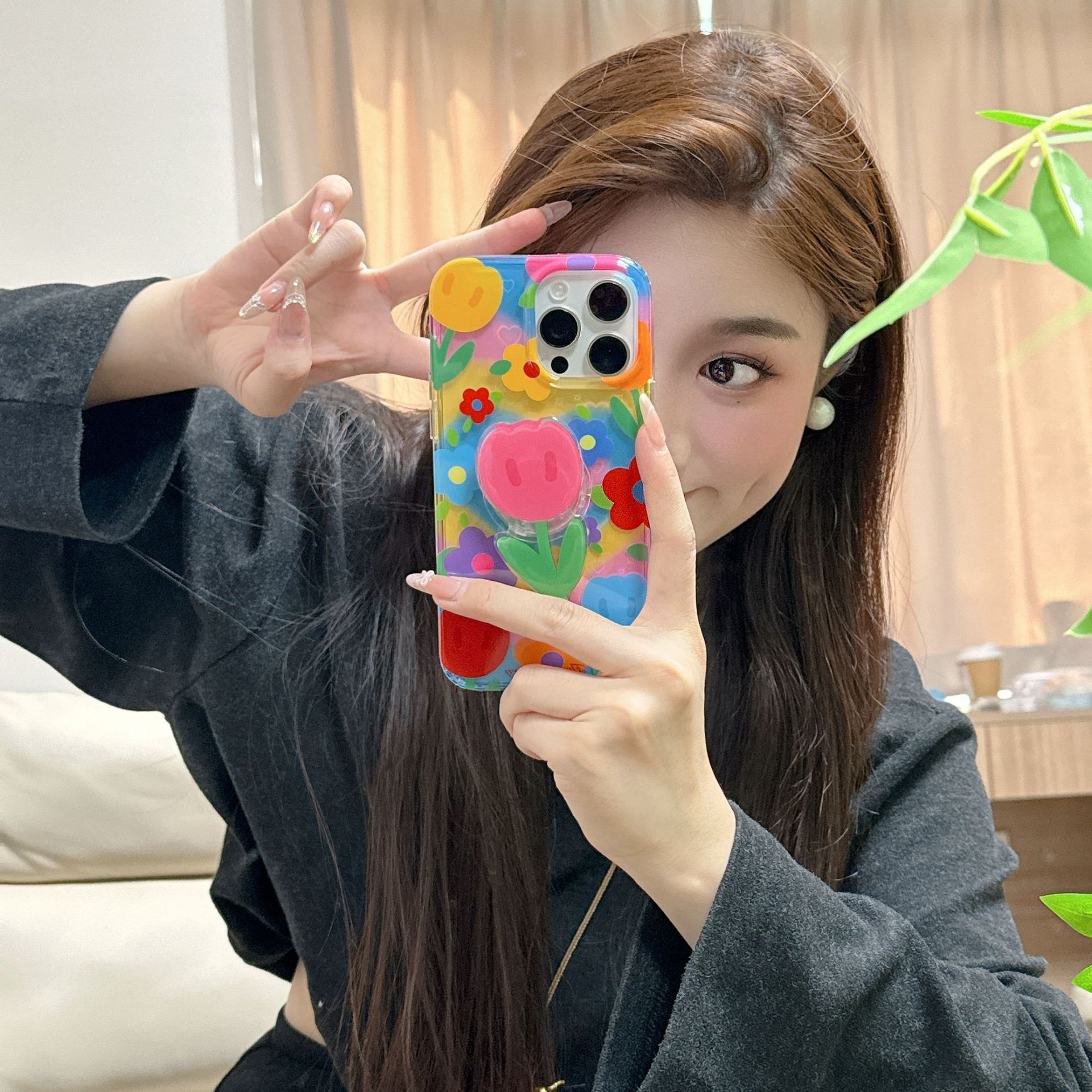 Color graffiti verano tulipanes apple 15ProMax funda para teléfono móvil 16Pro soporte 14/13 nuevo 16PM