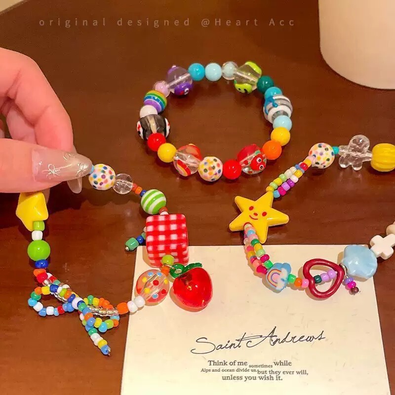 Childlike and Cute Apple Star Beaded Bracelet for Women, Summer Dopamine Personality Bracelet, High-Value Jewelry for Students