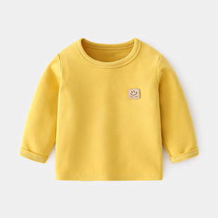 German velvet autumn clothes children's thermal underwear baby fever fleece-lined base coat high collar long sleeve T-shirt for boys and girls