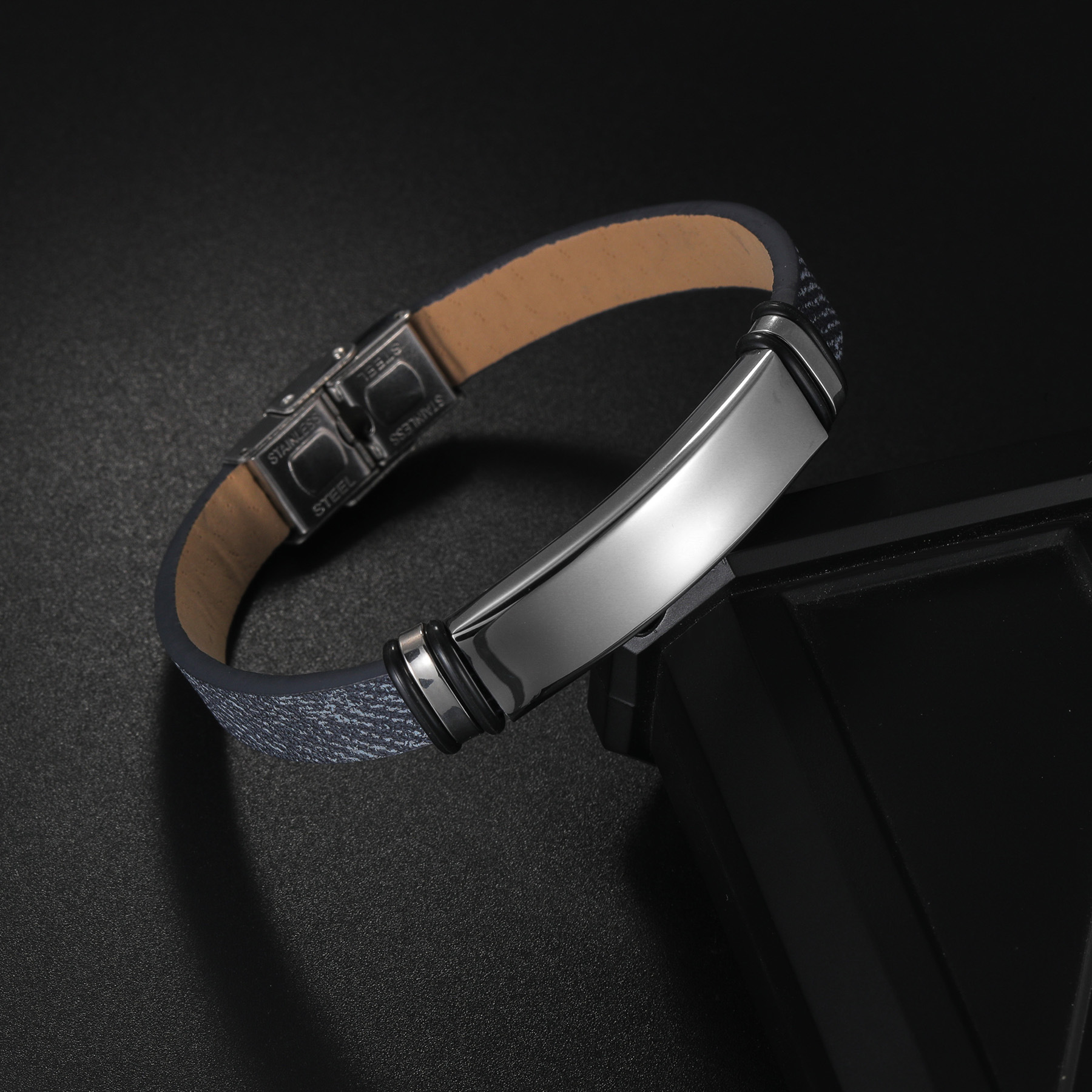 Stainless Steel Material Simple Style Round Customization Laser Engraving Stainless Steel Polishing Men's Wristband Men Cuff & Bangle