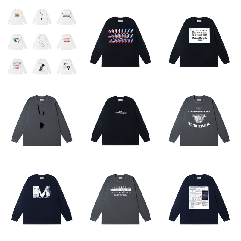 High Version Trendy Brand Mm6 Margiela Long-Sleeved Tape Coated Printed Loose T-Shirt for Men and Women Couples Autumn and Winter High Version Trendy Brand Mm6 Margiela Long-Sleeved Tape Coated Printed Loose T-Shirt for Men and Women Couples Autumn and Winter