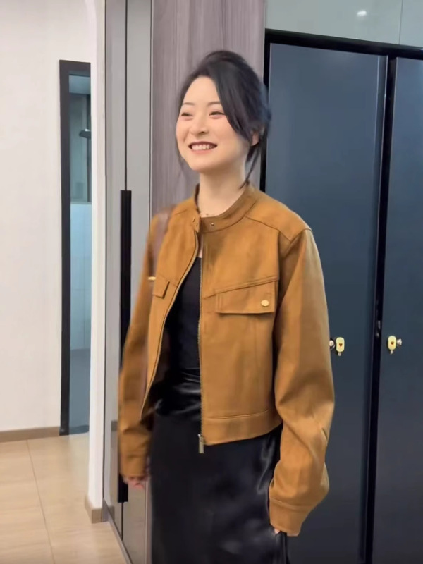 设计感秋冬新款鹿皮绒短款外套女2025爆款外搭小个子夹克上衣女|undefined