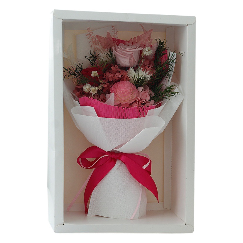 Ramo de Rosas con Salsa de Ciruela Negra, Regalo de San Valentín o Cumpleaños, Flores Secas, Flores Reales, Flores Eternas, Ramo de Flores Terminado, Sensación de Alta Gama