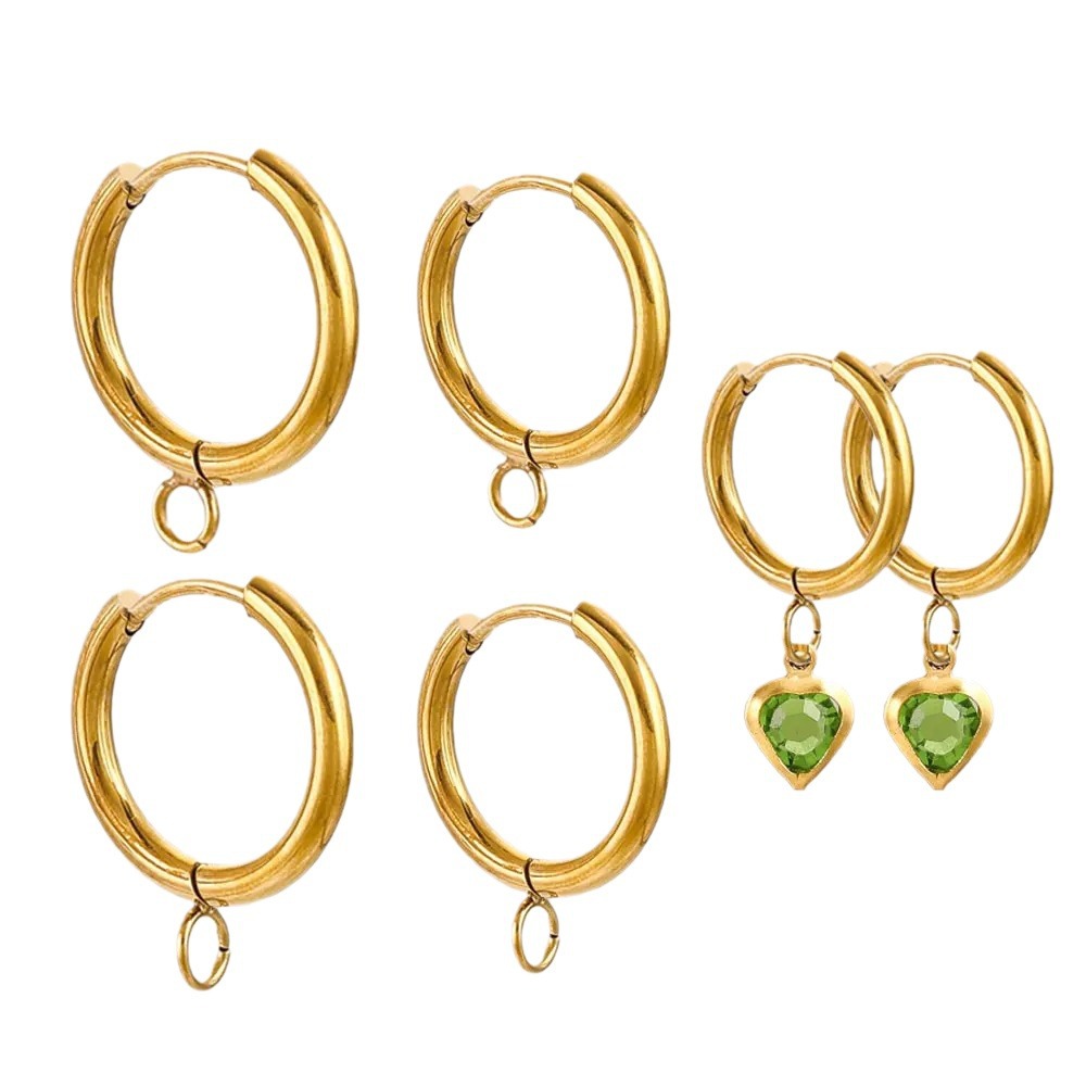 Pendientes Anillo de soldadura Accesorios de bricolaje Pendientes de bobina de viento frío Material de acero de titanio Pendientes transfronterizos de galvanoplastia en horno de oro real