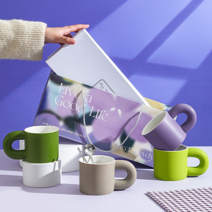 Good Life Ceramic Couple Pair Cup Christmas Mug Gift Set Gift High Color Value Water Cup Accompanying Gift