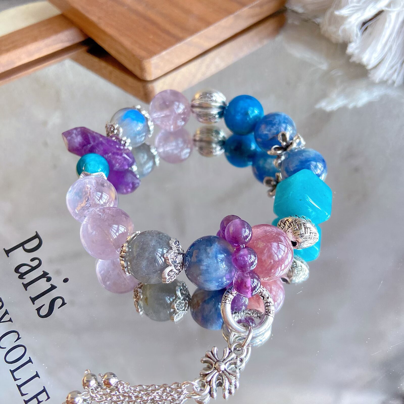 Jubei 【A Midsummer Night's Dream】Natural Labradorite, Blue Crystal, Amethyst, Emerald Crystal Mixed Wholesale Crystal Bracelet
