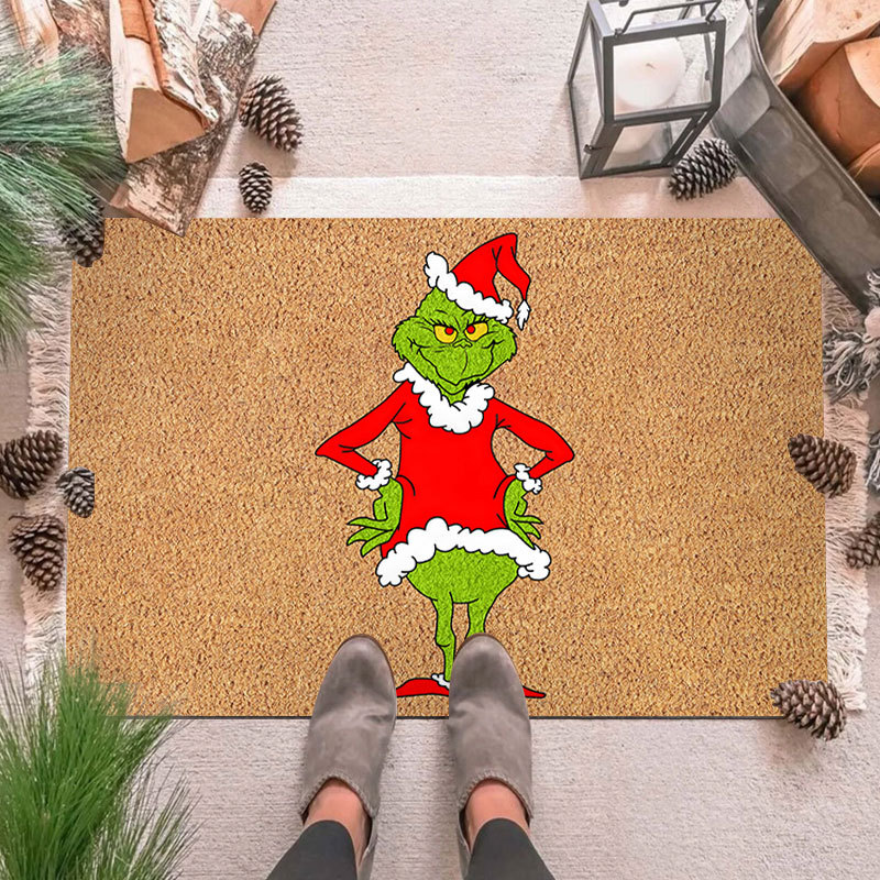 Alfombra de piso de payaso verde transfronteriza Grinch Navidad alfombra de puerta decorativa alfombra de piso al aire libre alfombra de vacaciones de Navidad