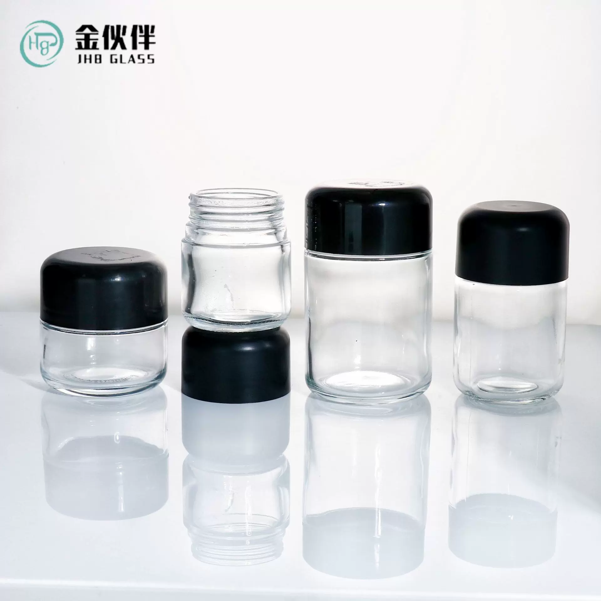 圆顶压旋盖膏霜玻璃瓶大麻密封储物罐化妆品眼霜面霜小样分装瓶