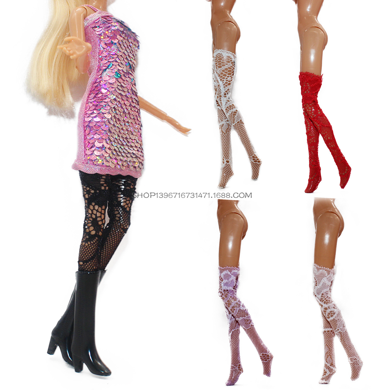 30cm Doll Stockings Lace Fishnet Stockings Ballet Socks Base Stockings Wear Accessories Barbie 6 Multi-color Optional