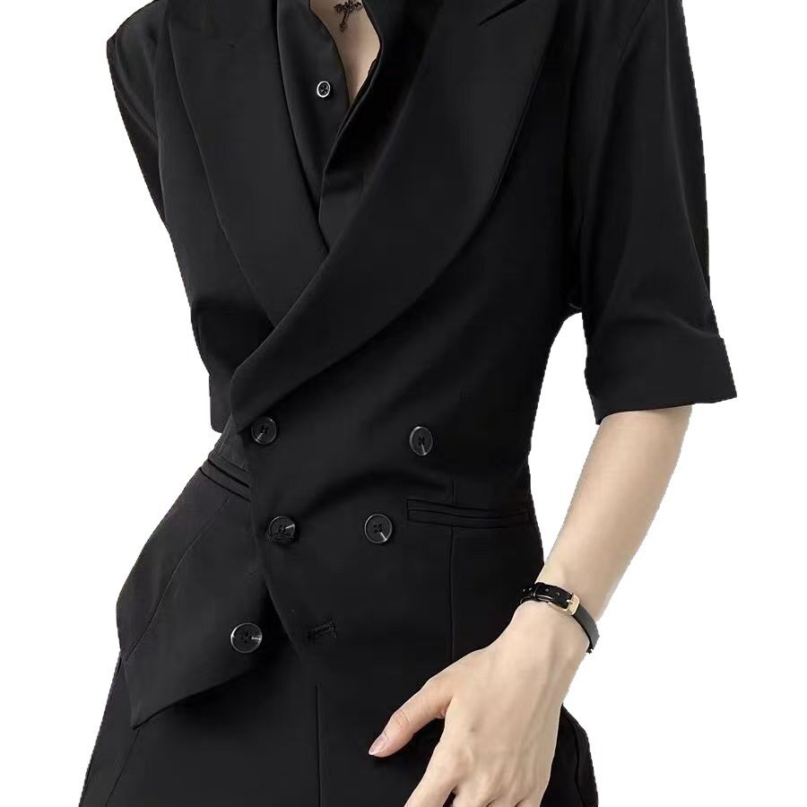 Áo vest nữ dáng ôm cổ chữ V phối nút, kiểu gile công sở thanh lịch — Áo vest một mảnh màu trắng, Áo vest một mảnh màu đen