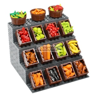 Креативные DIY универсальные строительные блоки MOC-совместимые мелкозерновые продукты в сборе хлеб десерт нейтральная собранная корзина 0,1 кг