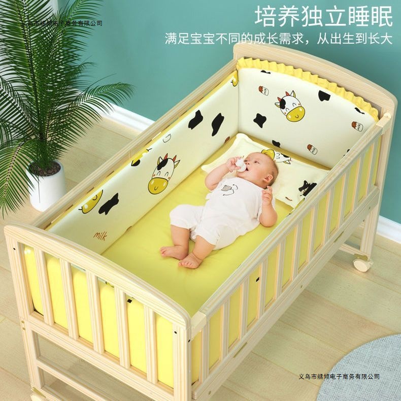 Solid Wood Baby Crib Without Paint, Environmentally Friendly Baby Bed, Children's Bed, Spliced ​​Bed, Convertible Desk, Baby Cradle Bed