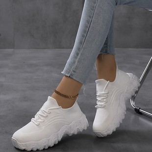 Couple's Breathable Lace-up Fly-knit Socks Shoes Cross-border Fashion Trend Casual sneaker Outdoor Platform Shoes Explosions