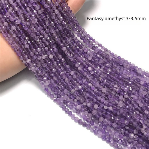 3mm天然紫水晶粉澳宝绿发晶切面珍珠耳环发簪流苏DIY饰品配件批发