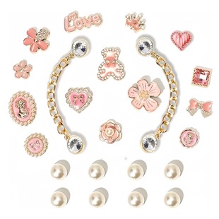 New Pink Bear Shoe Buckle Bow Tie Accessories Hole Shoes Hole Bag Chain