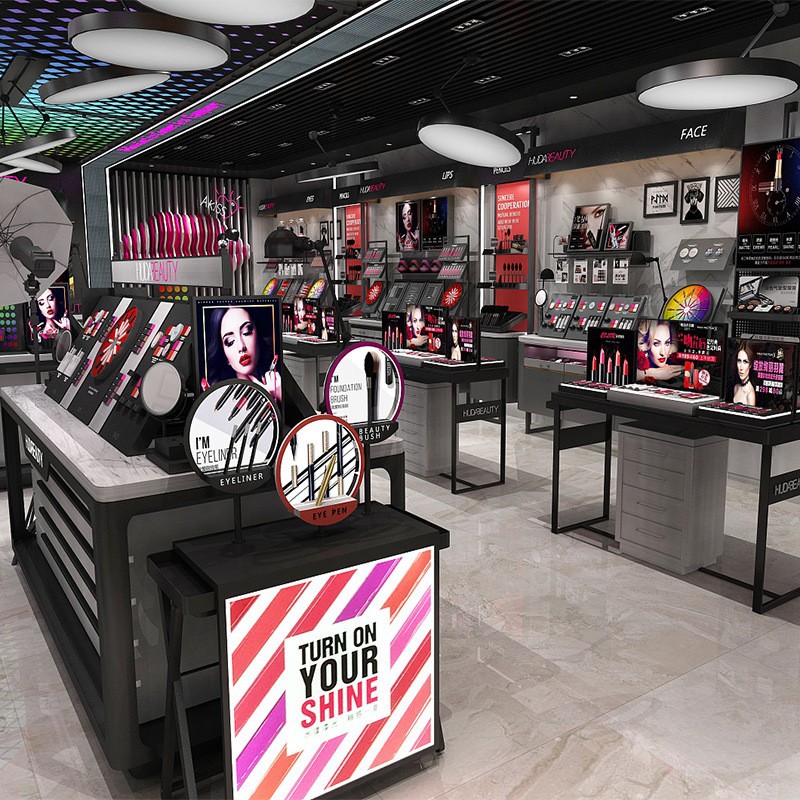 厂家制作新款木质烤漆展柜化妆品彩妆精品中岛柜专卖店整店输出