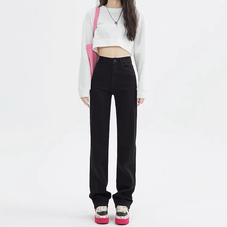 885 Fashion Hong Kong Style Straight Jeans Women's Fall/Winter 2022 New Loose High Waist Wide Leg Draping Pants