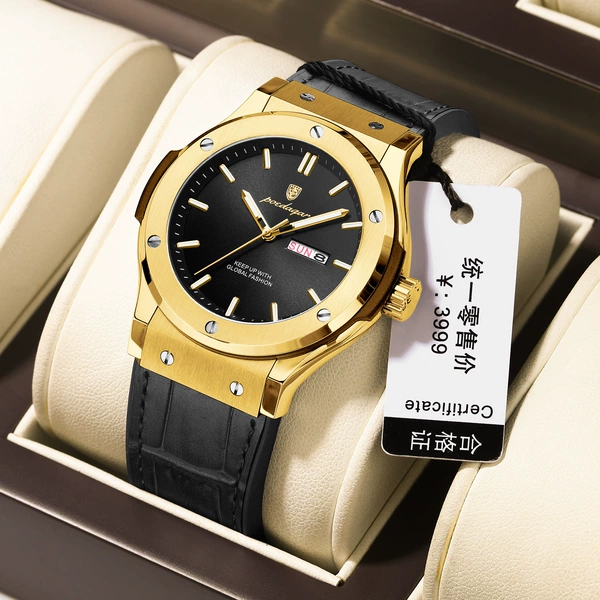 P952 Golden Shell Black Noodle Belt Watch