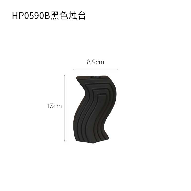 Wabi-Jifeng Candelero de cerámica antigua Decoración de mesa de sala de estar Adornos de estilo ins en blanco y negro Candelero Decoración suave