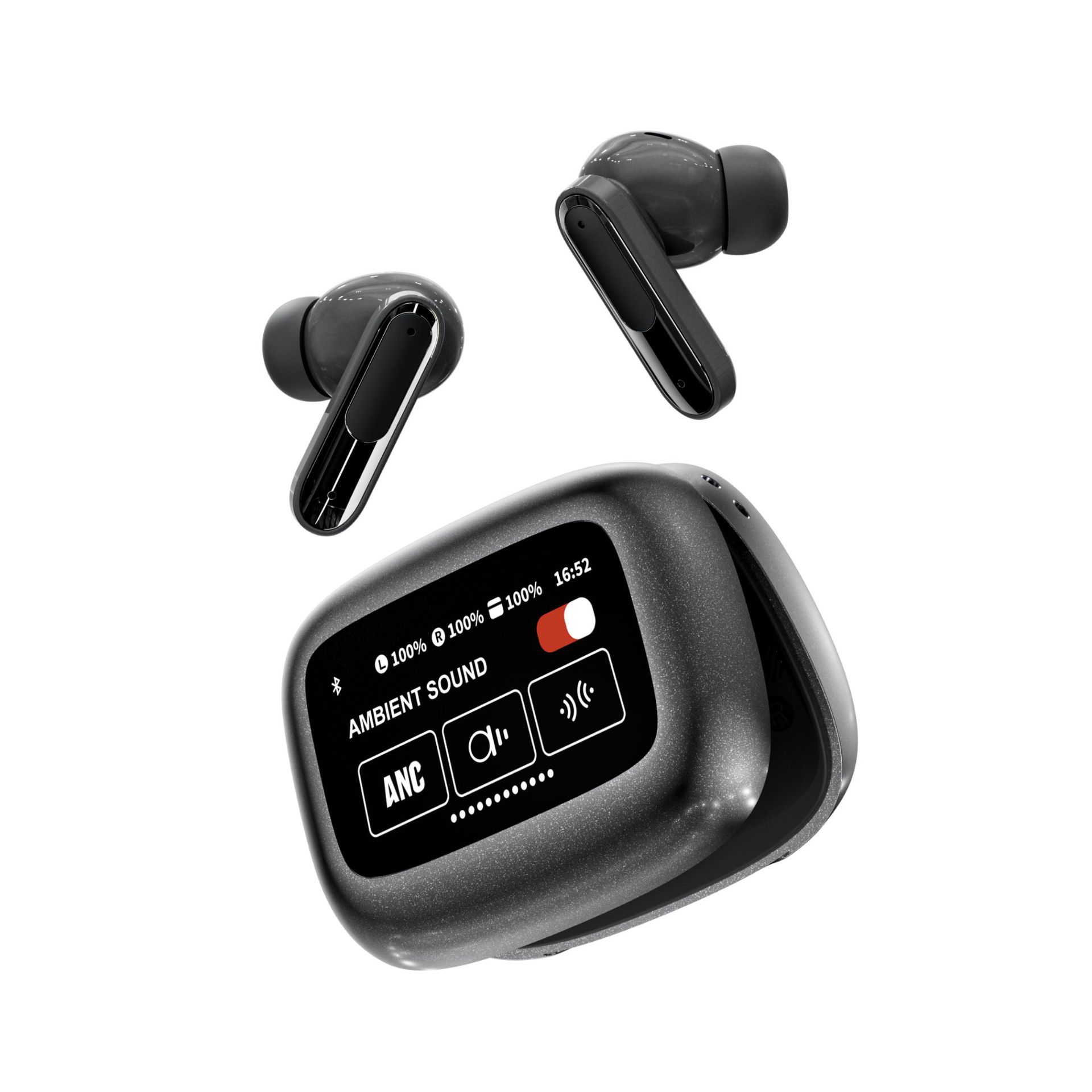 Auriculares Bluetooth A9 Pro con Pantalla V8 — Cancelación de Ruido ANC, Estuche Deslizante