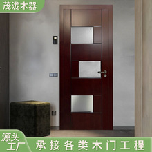 带玻璃实木门家用室内隔音门厨房卫生间实木复合烤漆门工厂定制