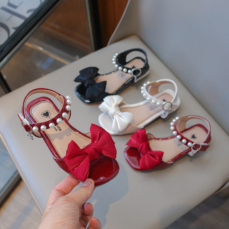 Children's Sandals Summer New Korean Style Cute Bow Girls Princess Sandals Girls Soft Sole Small High Heel Sandals