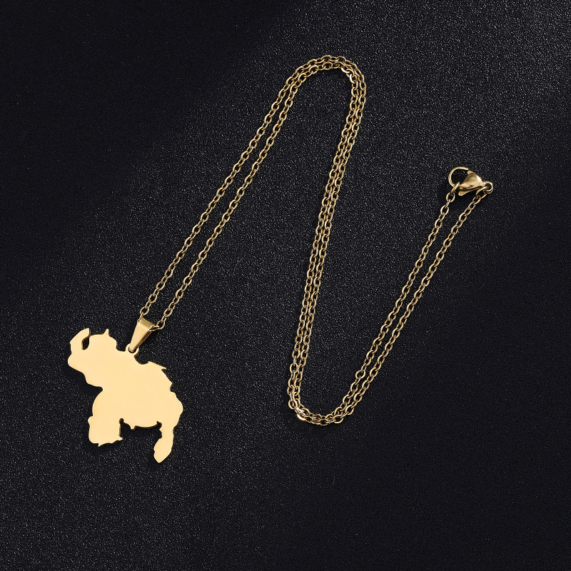 18K Real Gold Plated Plating Material Simple Style Map Titanium Steel Unisex Pendant Necklace