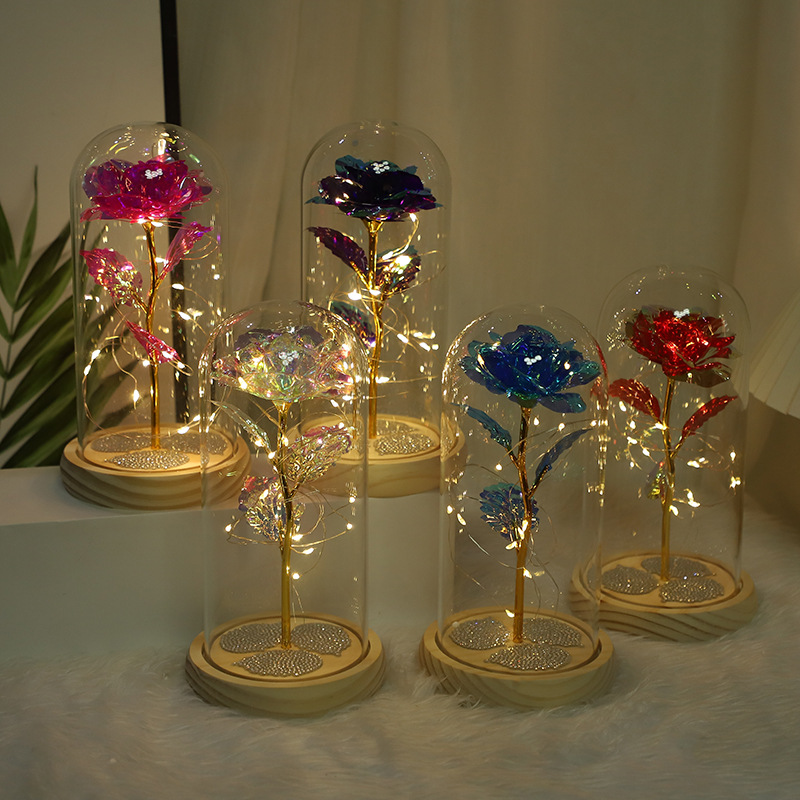 Thanksgiving Eternal Rose Flowers, Qixi Festival, Christmas, Valentine's Day Gift, Glass-Covered Ornaments, Confession Display, Cross-Border Stall Sale