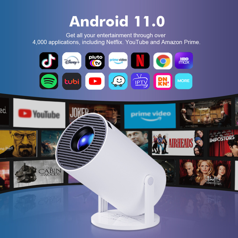 国境を越えた人気の HY300 Android スマート ワイヤレス投影ポータブル高精細ホーム寮投影ホワイト プロジェクター|undefined