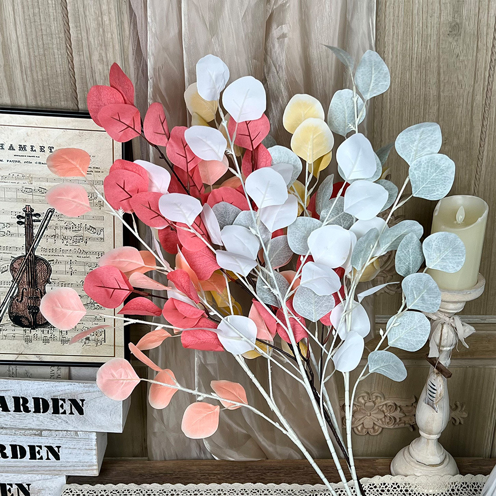 No. 26 Apple Leaves Simulated Green Plants Eucalyptus Leaves Wedding Hall Soft Decoration Arrangement Fake Leaf Plants Wholesale
