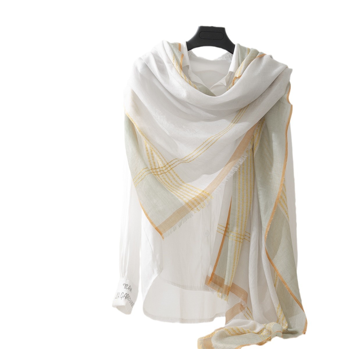 Mongolia Interior Lana soluble en agua a cuadros teñidos en hilo, otoño e invierno, bufanda ligera, chal, contraste, fábrica de cachemira para damas