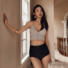 批发比基尼分体高腰欧美日韩小清新高腰裤bikini手工针织女泳衣