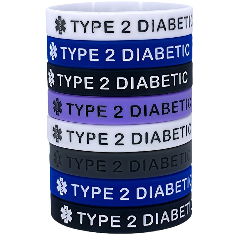 In-Stock Hospital Warning Sign Insulin Dependent Medical Symbol Type2Diabetic Silicone Bracelet