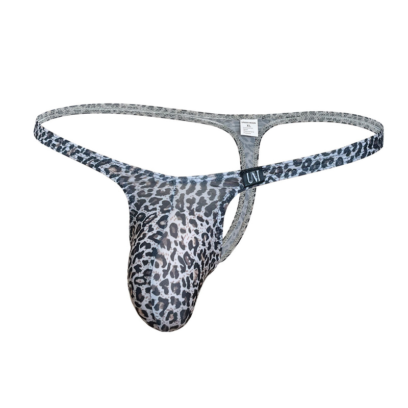 [Factory] Leopard print ice silk men's T pants sexy men's underwear men's thong 0015