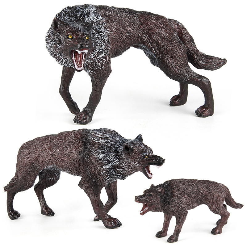 Simulación transfronteriza animal de bosque modelo lobo lobo gris lobo blanco caminando lobo marrón lobo ártico mesa estático juguete de decoración
