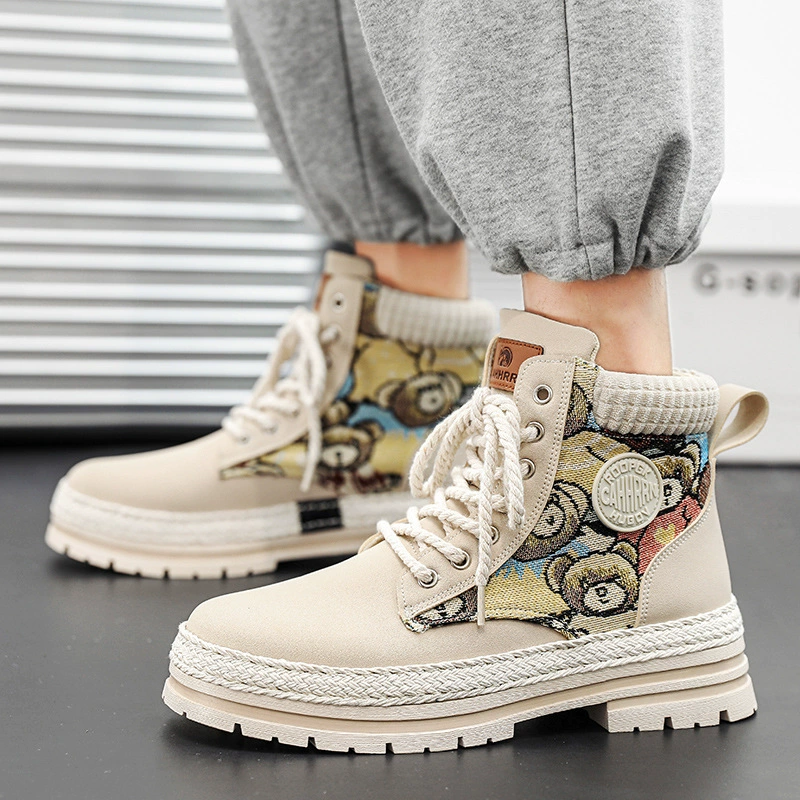 Ботинки‑челси (Martens) из кожи с плетёной соломкой на подошве, шнуровка, английско‑корейский стиль, 39–44