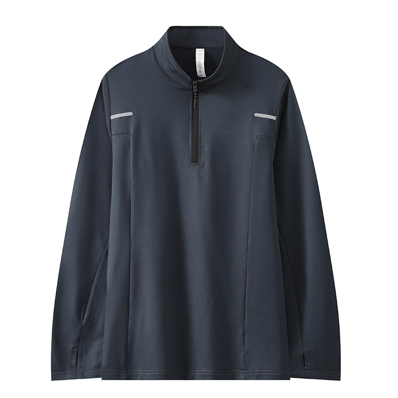 Ropa de secado rápido fitness al aire libre de los hombres Camiseta deportiva de ocio cálido collar de pie camisa de Polo de manga larga media cremallera ropa para correr