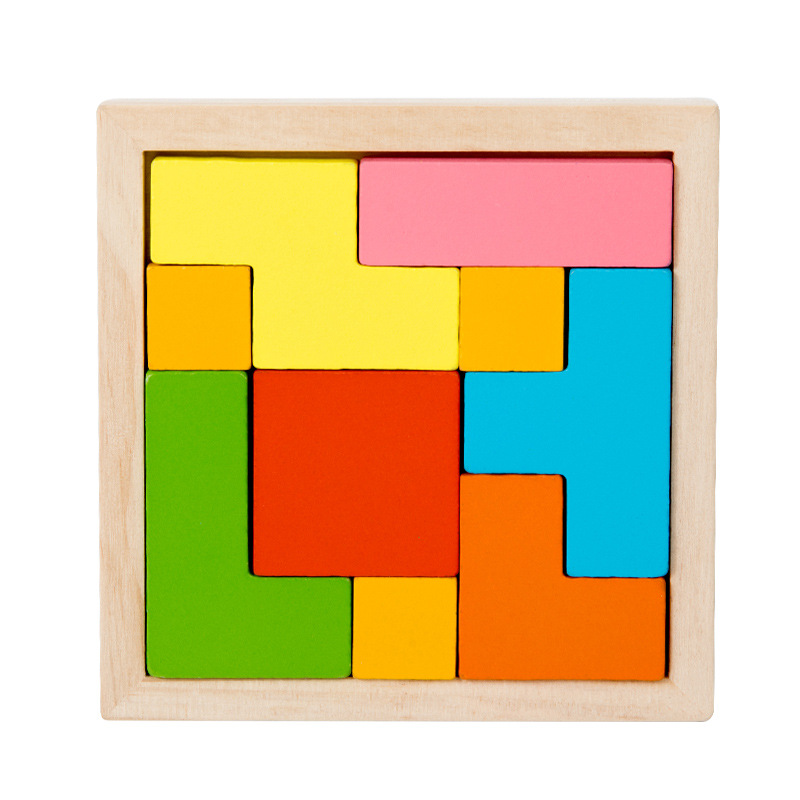 Puzzle de bloques Tetris para niños Educación infantil desarrollo de dibujos animados tridimensionales Juguetes de madera puzzle