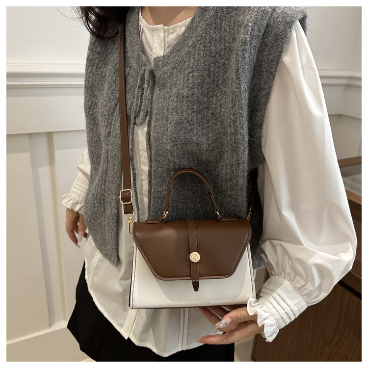 Women's Small Pu Leather Color Block Classic Style Square Magnetic Buckle Crossbody bag BAX display picture 17